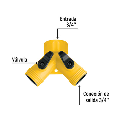 Conector Y 3/4" de plastico para manguera