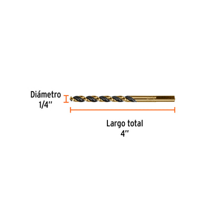 Broca HSS 1/4" Trugold p/metal