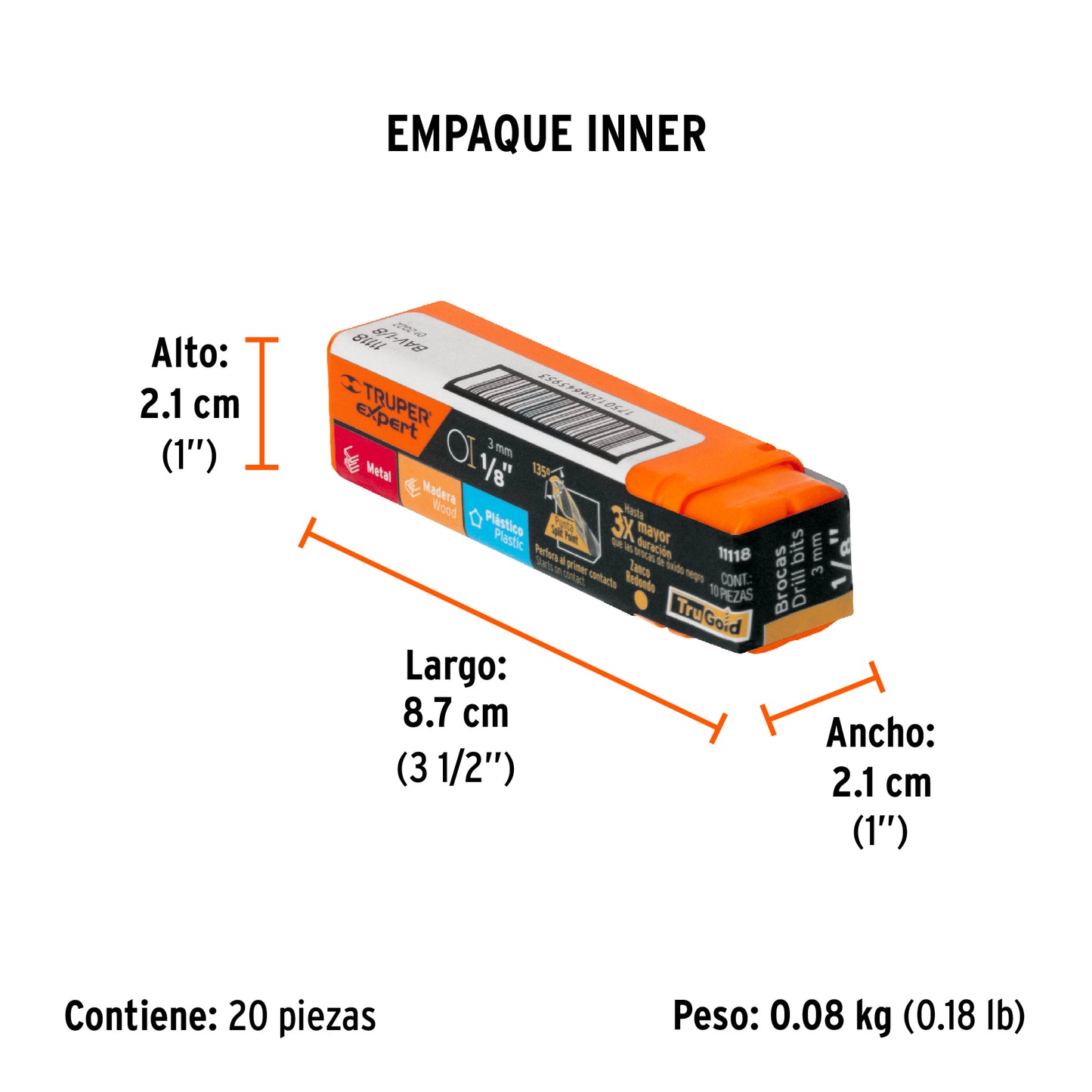 Broca HSS 1/8"Trugold p/metal.