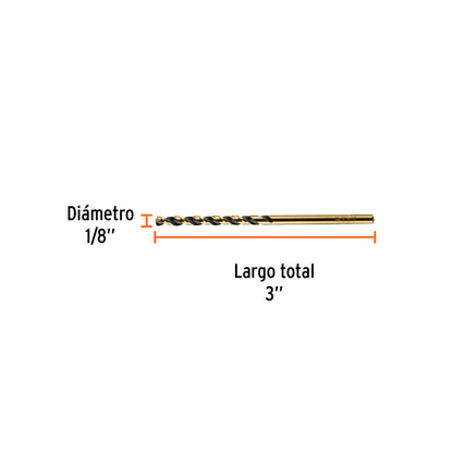 Broca HSS 1/8"Trugold p/metal.