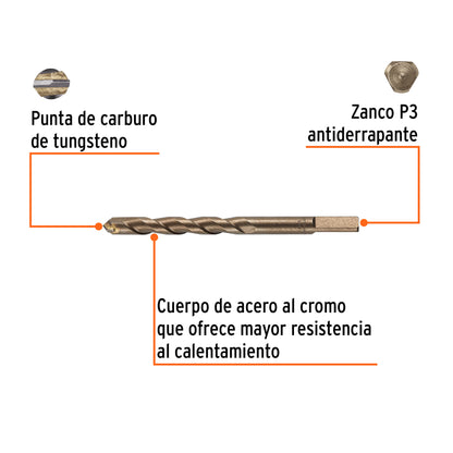 Broca p/concreto de 1/2 x 6"