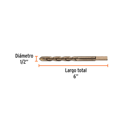 Broca p/concreto de 1/2 x 6"