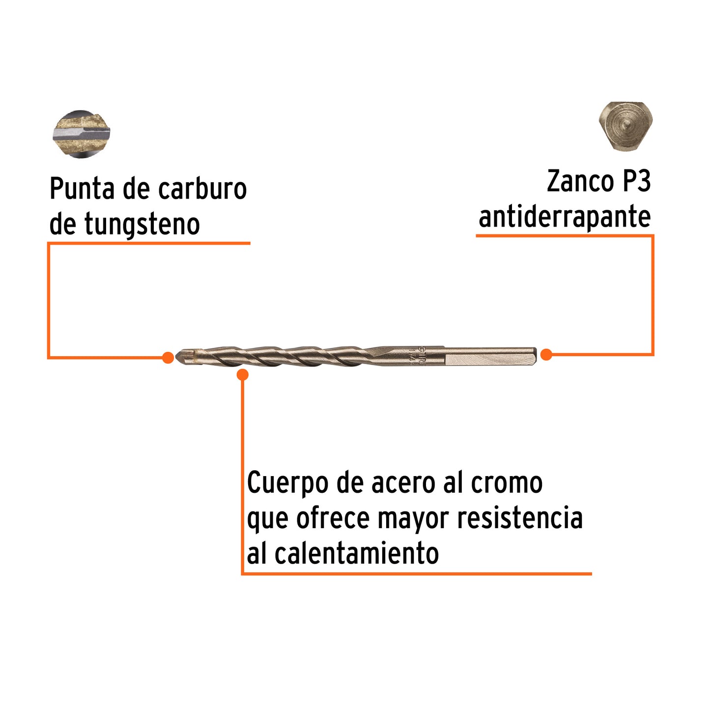 Broca p/concreto de 1/4 x 4"