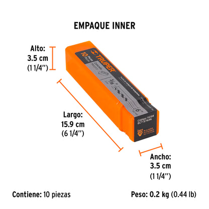 Broca p/concreto de 3/16 x 6"