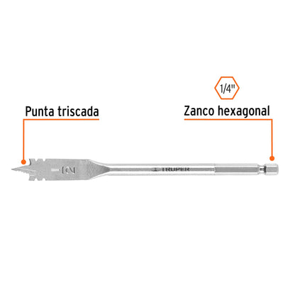 Broca plana de manita 1/2" para madera