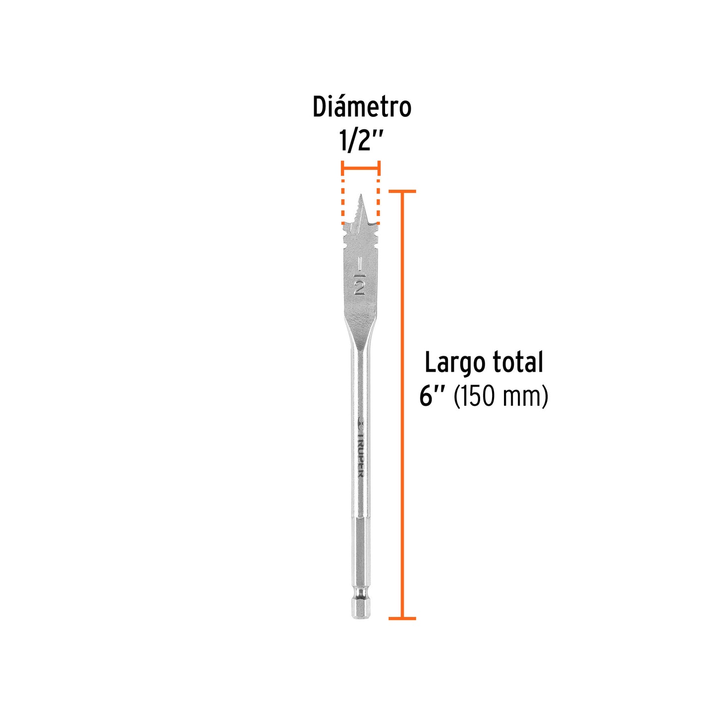 Broca plana de manita 1/2" para madera