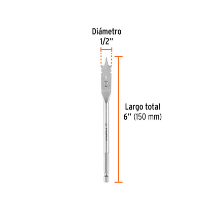 Broca plana de manita 1/2" para madera