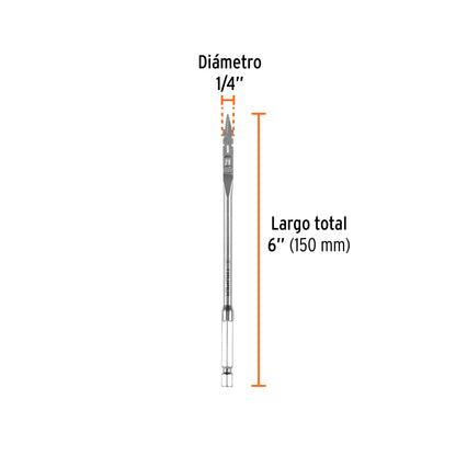 Broca plana de manita 1/4" p/madera