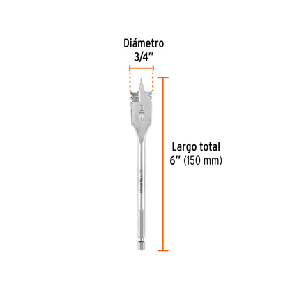 Broca plana de manita 3/4" p/madera