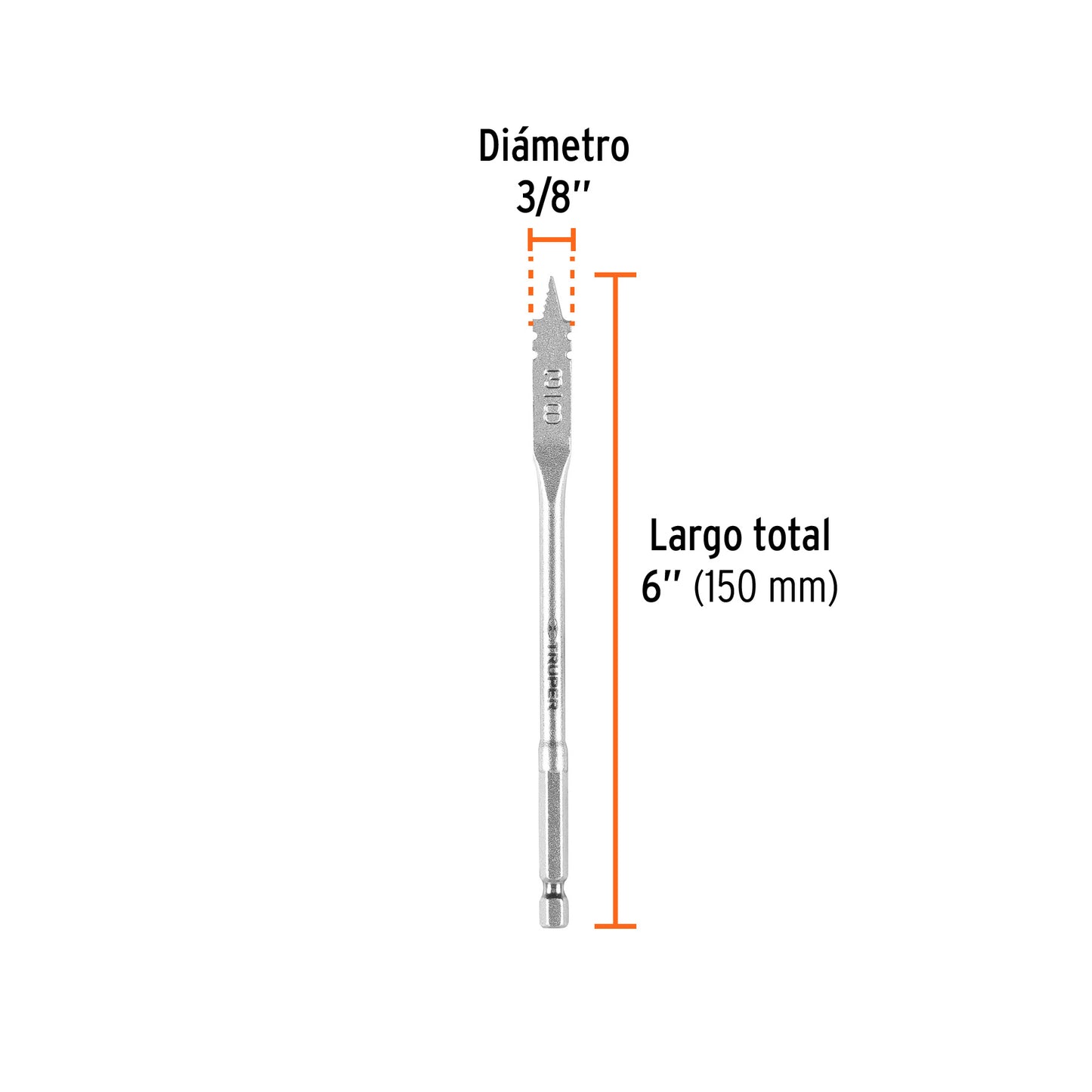 Broca plana de manita 3/8" p/madera