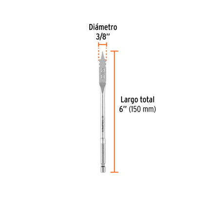 Broca plana de manita 3/8" p/madera