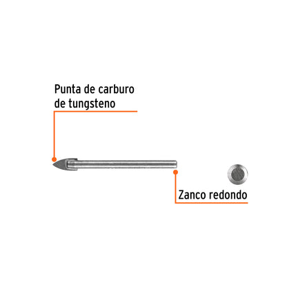 Broca p/vidrio y azulejo de 1/4"