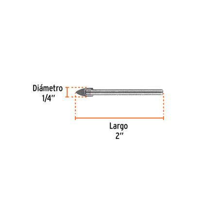 Broca p/vidrio y azulejo de 1/4"