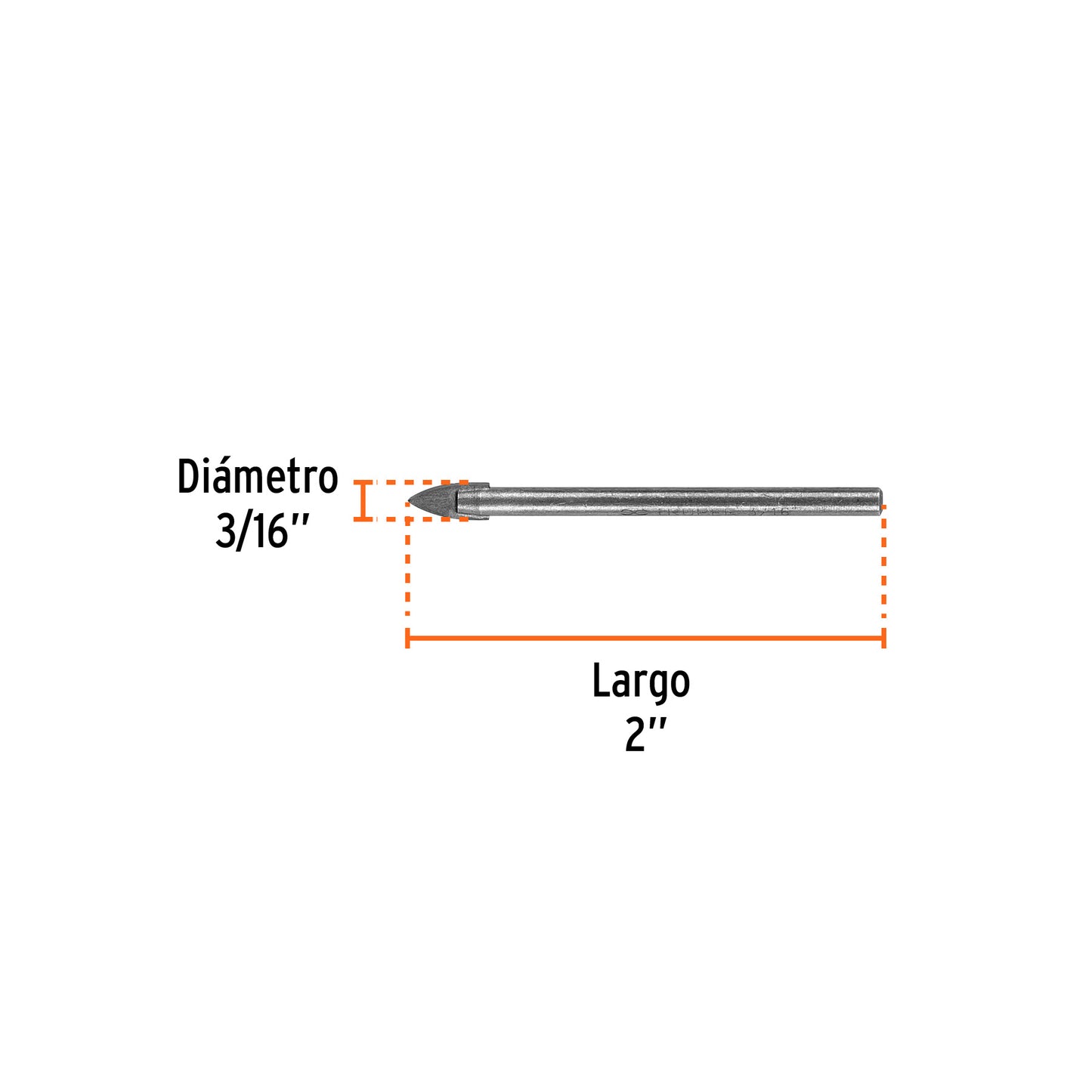 Broca p/vidrio y azulejo de 3/16"