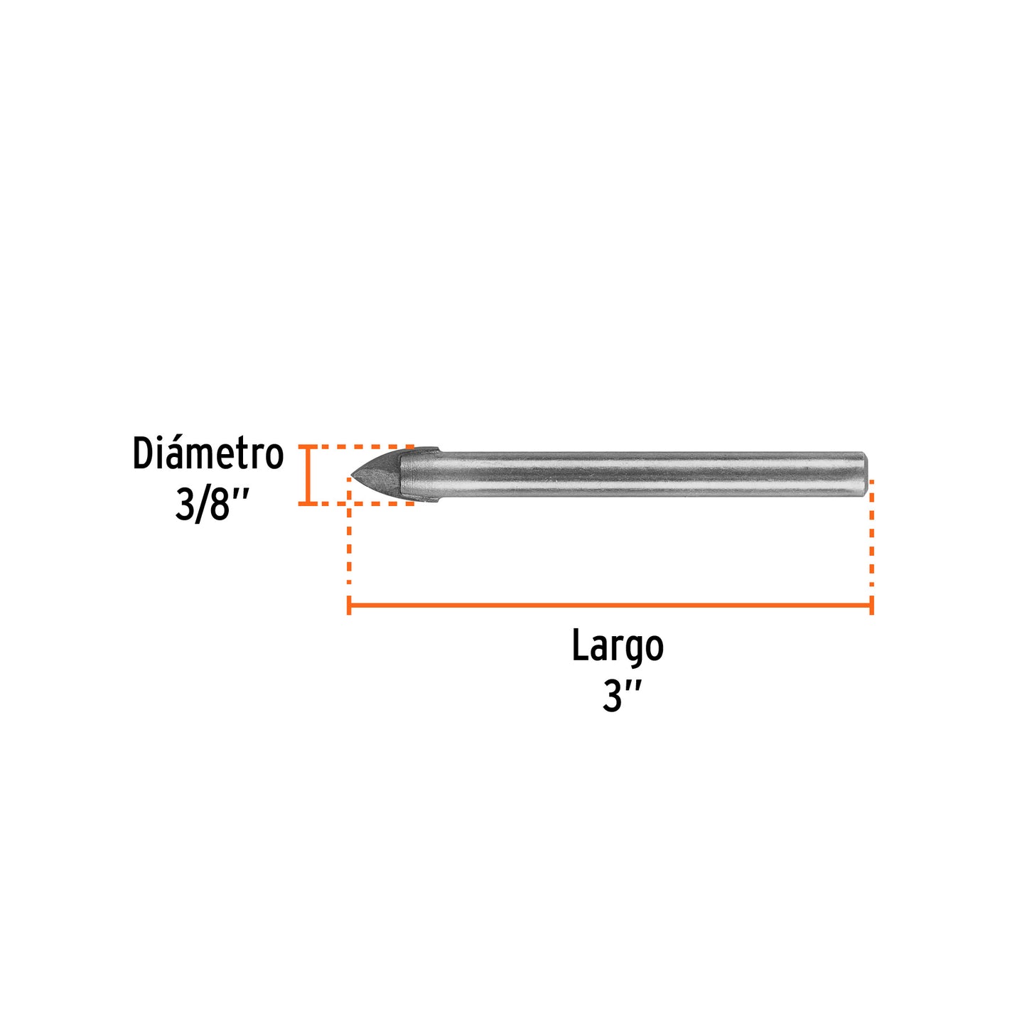 Broca p/vidrio y azulejo de 3/8"