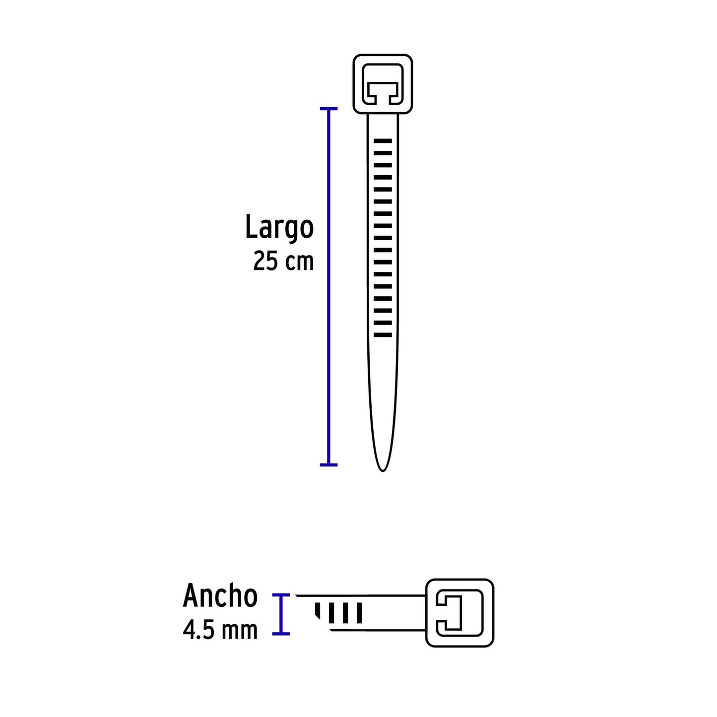 Bolsa 50 cinchos de plástico 50 lb, 250x4.5 mm, naturales