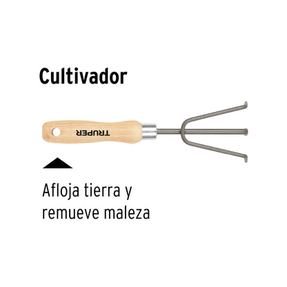 Cultivador para jard’n, mango de 6'