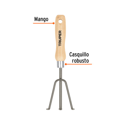 Cultivador para jard’n, mango de 6'