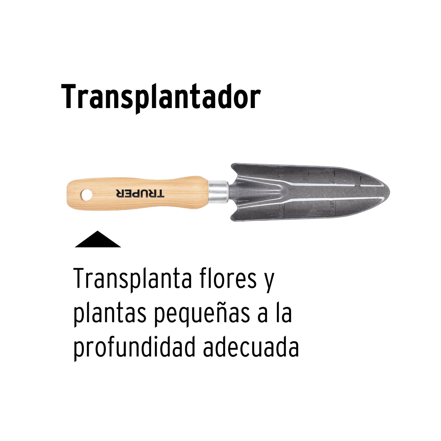 Transplantador para jard’n, mango de 6'