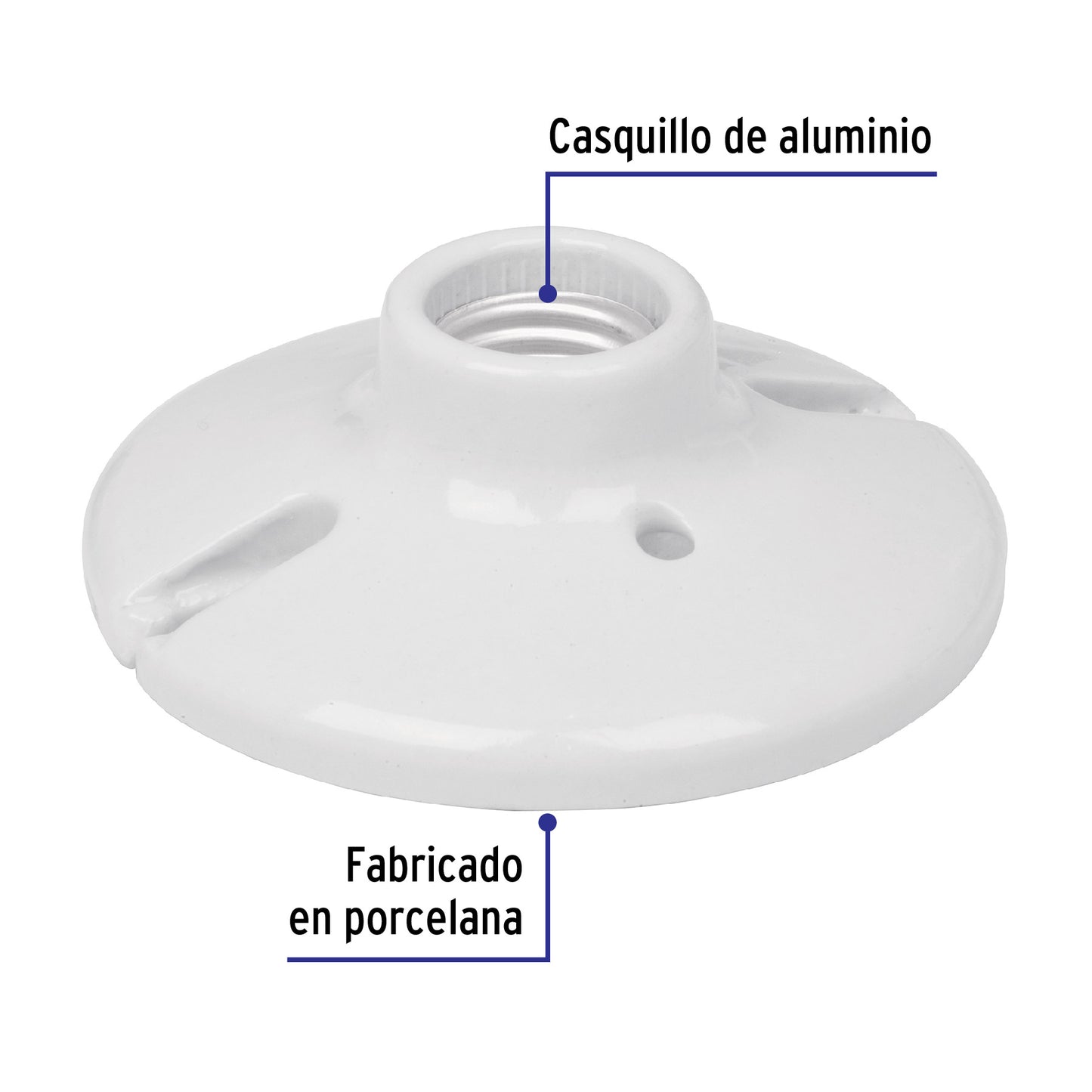 Portalámpara de porcelana, redonda 4-1/2"