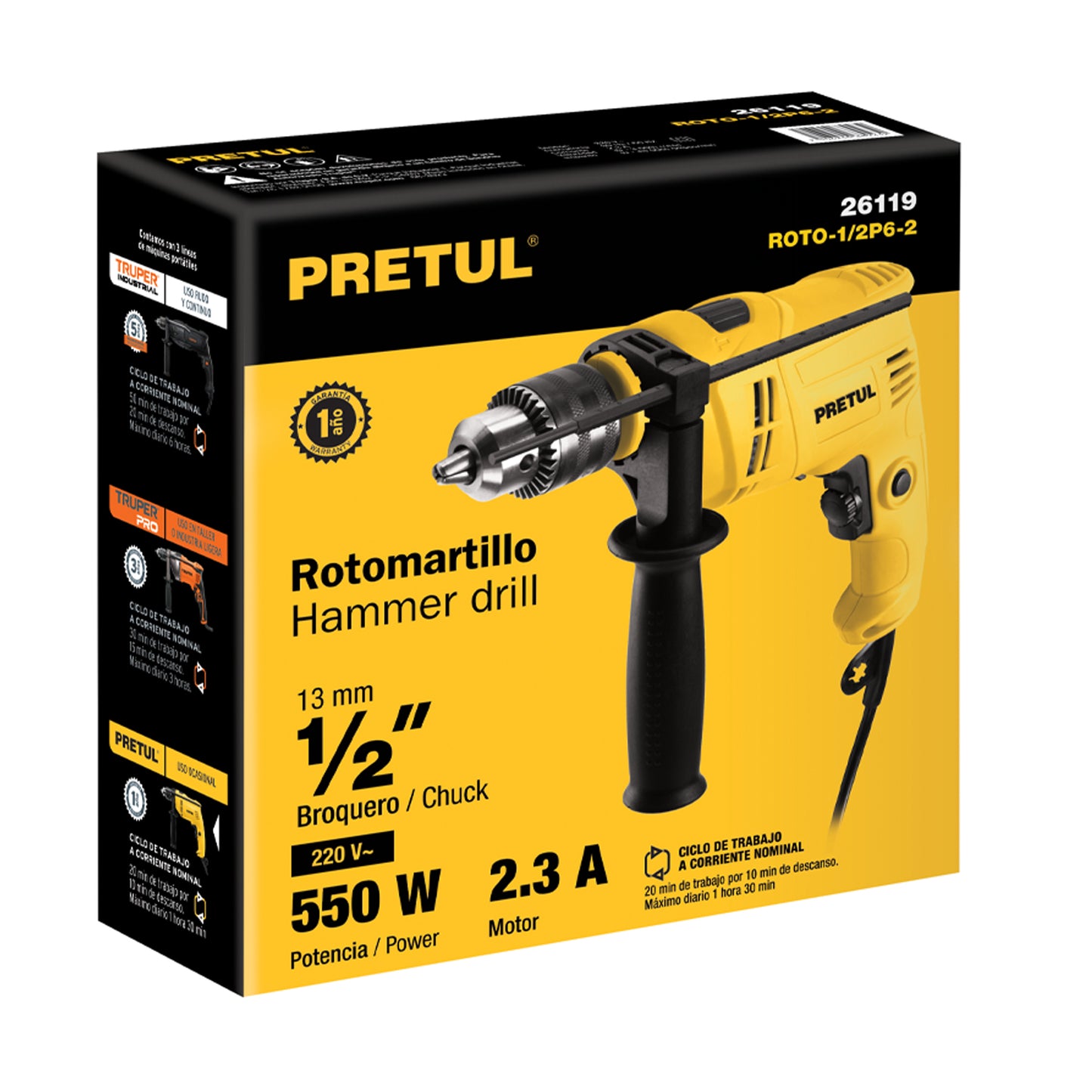 Rotomartillo 1/2", 550W