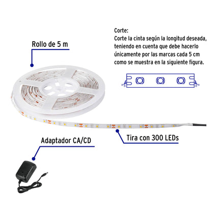 Tira LED de 5m 40W  para interior y exterior multicolor